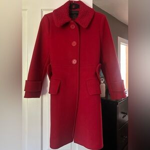 Maje Paris red peacoat mid-length wool & cashmere size 38 EU